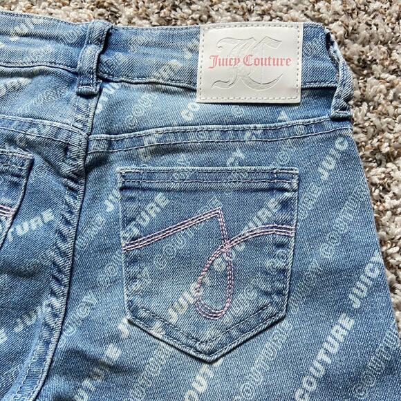 Juicy Couture Kids All Over Print Straight Jean Girls 12 Med Wash Stretch Denim - Picture 7 of 12